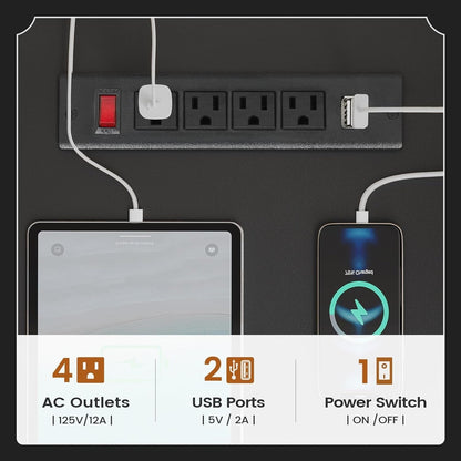 Farmhouse Executive Desk Home Office Desk File Drawer Monitor Stand Power Outlet