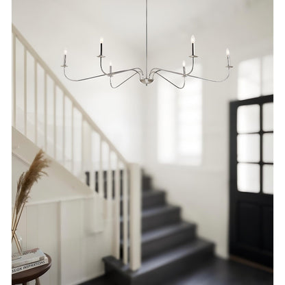 6 Light 64 Inches Minimalist Chandelier in Matte Black / Gold /Chrome - N/A