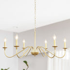 6-Light Rustic Candle Chandelier, Traditional Chandelier , Metal Ceiling Light for Dining Room Living Room Bedroom Kitchen