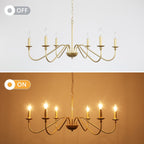 6-Light Rustic Candle Chandelier, Traditional Chandelier , Metal Ceiling Light for Dining Room Living Room Bedroom Kitchen