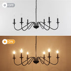 6-Light Rustic Candle Chandelier, Traditional Chandelier , Metal Ceiling Light for Dining Room Living Room Bedroom Kitchen