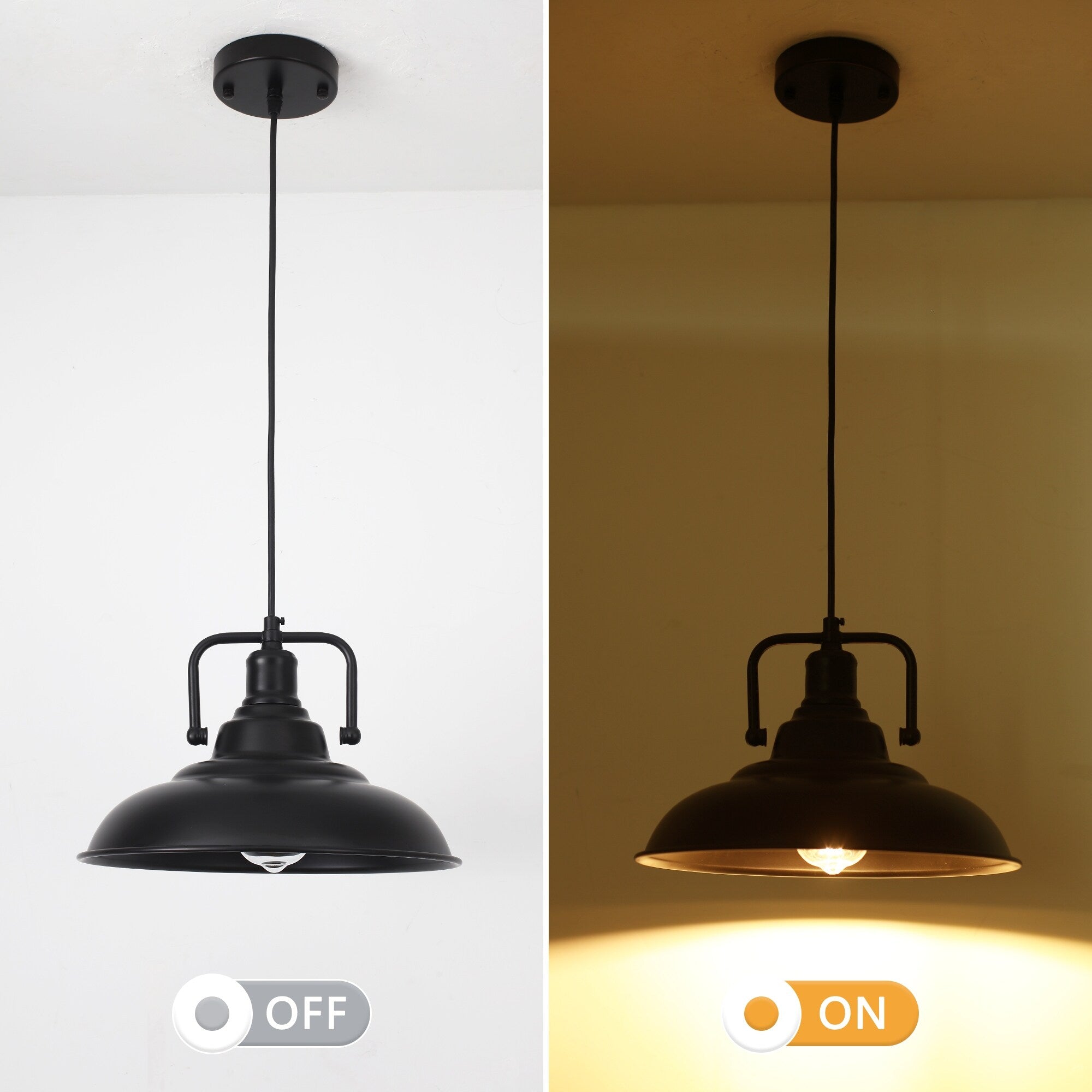 60-Watt 1-Light Pendant Light with Dome Shade for Kitchen Island, Classic Semi Flush Mount Chandelier for Dining Room