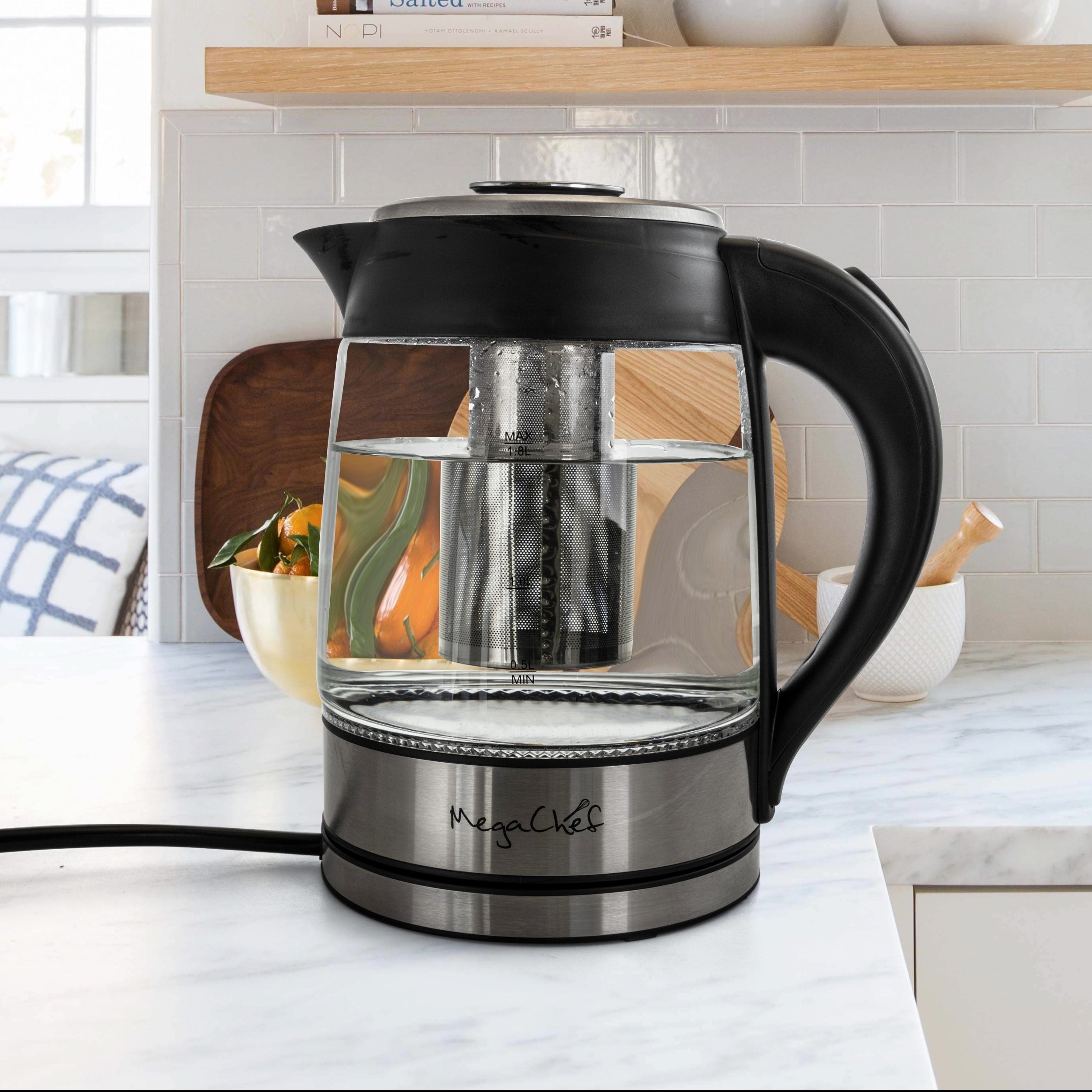 1.8 Quart Glass and Stainless Steel Electric Tea Kettle and Infuser