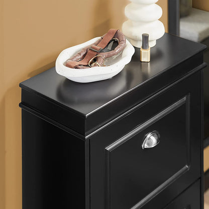 SoBuy FSR78-SCH, Meuble à chaussures à 2 tiroirs, étagère à chaussures, rangement pour chaussures, noir