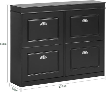 SoBuy FSR79-SCH, Meuble à chaussures à 4 tiroirs, noir