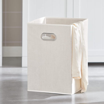 Meuble de salle de bain SoBuy avec 2 tiroirs, 2 portes et 2 paniers à linge amovibles BZR33-W