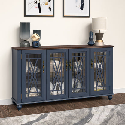 63 Vintage Style Wood Kitchen Accent Buffet Sideboard Cabinet - 63 in Width