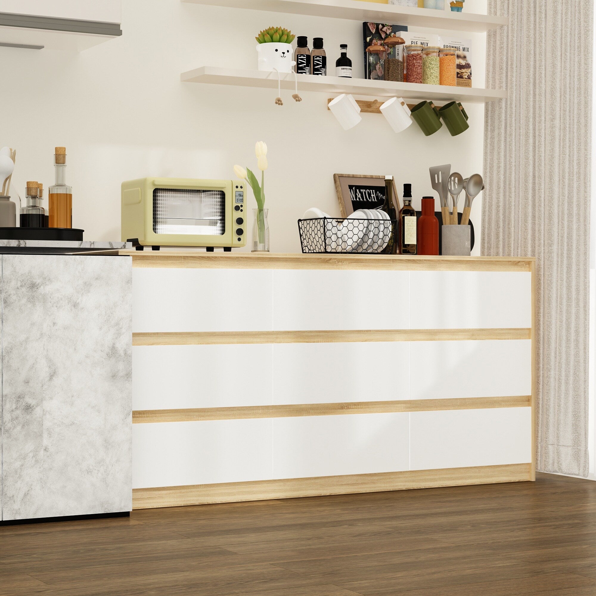 63W 9 Drawer Dresser Accent Dresser for Living Room Bedroom Chest