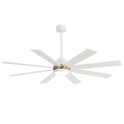 65 Inch 8-Blade Black LED Ceiling Fan with Light and Remote