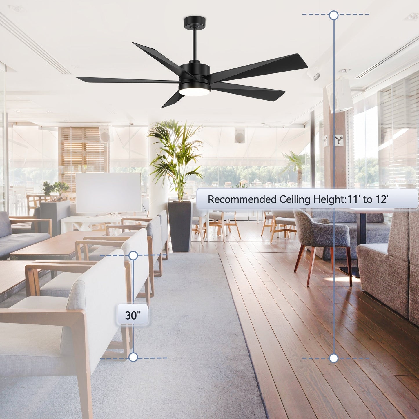 Breezary 65/52/42 5-Blade LED Ceiling Fan with Light Kit and Remote