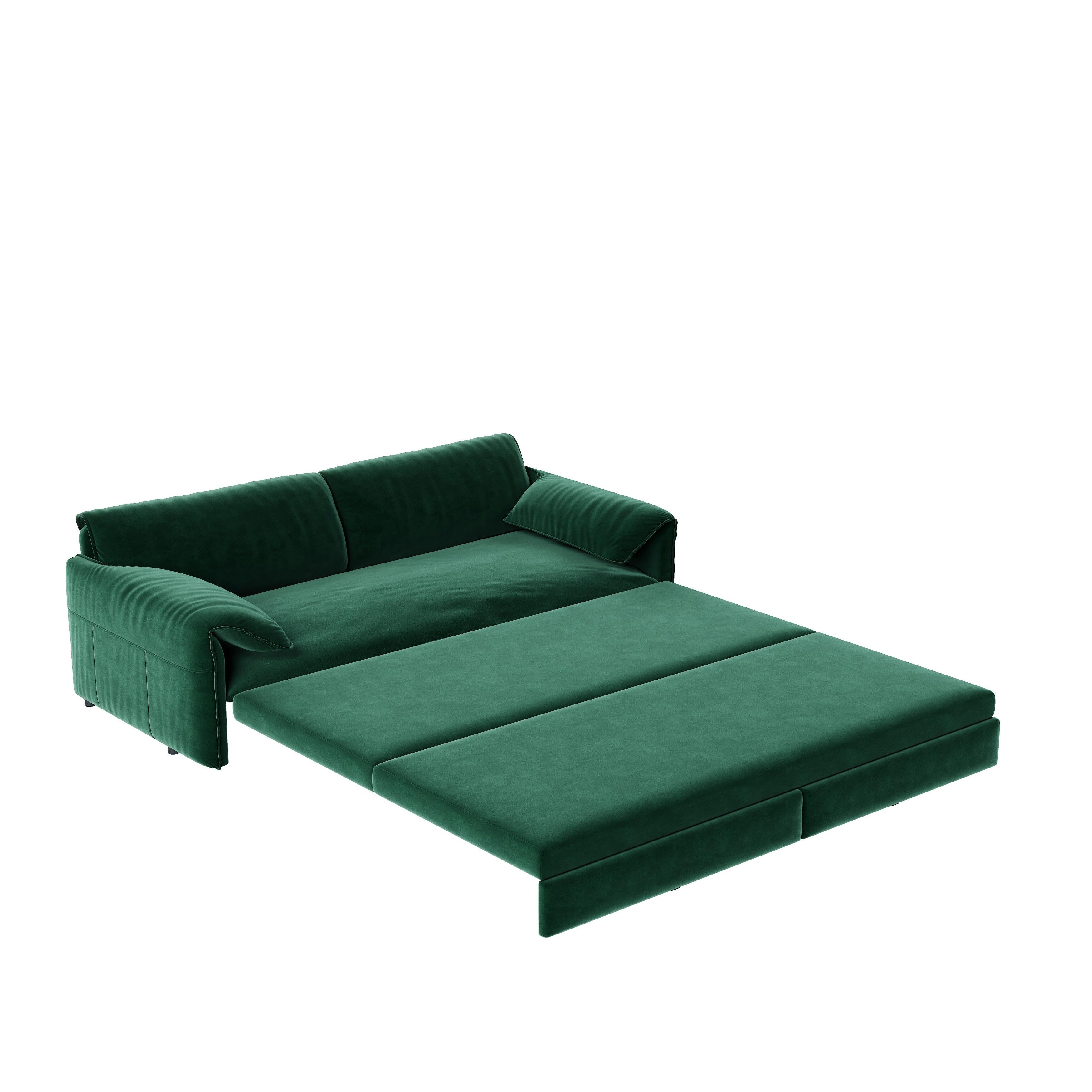66 Queen Pull Out Sofa Bed, 3-in-1 Convertible Sleeper Sofa with Side Storage,Multi-Functional Velvet Loveseat Bed