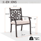 MAISON ARTS Cast Aluminum Dining Chairs/Patio Dining Set with Round Dining Table & 6 Cast Aluminum Patio Chairs