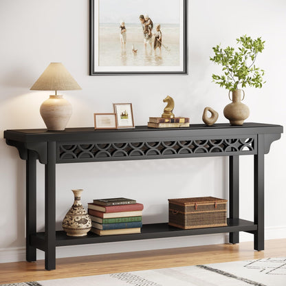 70.8 Inch Farmhouse Solid Wood Long Console Table Sofa Table