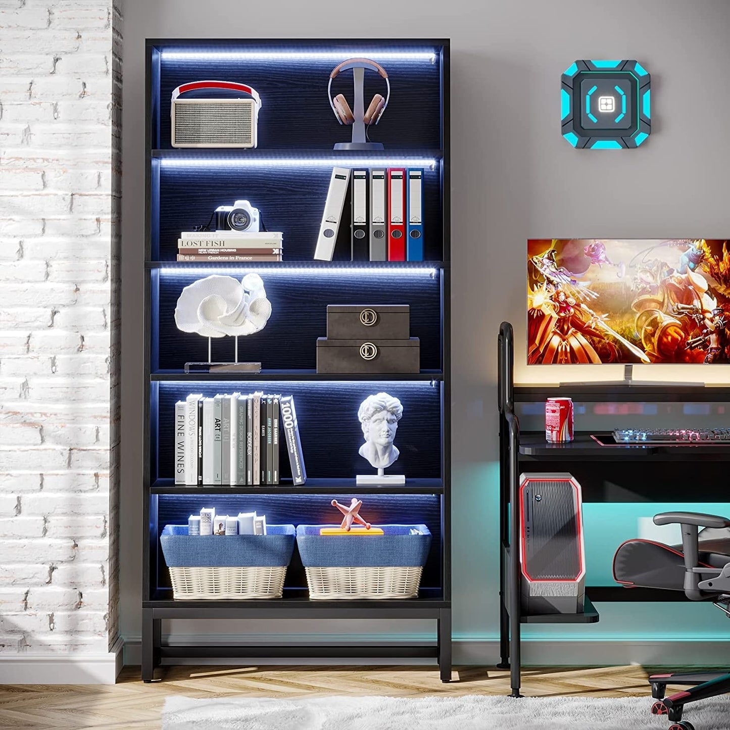 70.8 Inches Tall Bookcase and Bookshelf, 5-Tier Large Bookcases - 11.81D x 31.5W x 70.87H