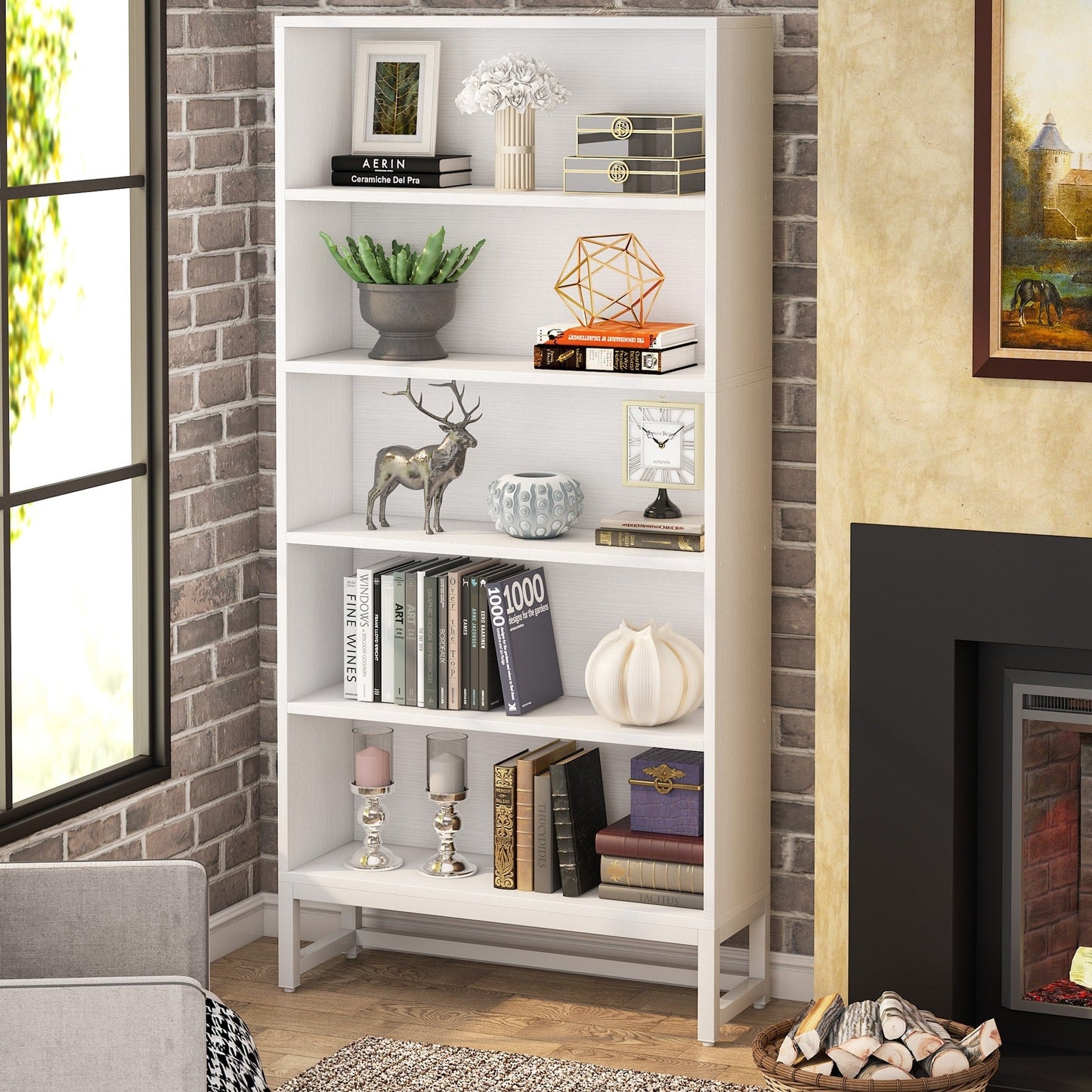 70.8 Inches Tall Bookcase and Bookshelf, 5-Tier Large Bookcases - 11.81D x 31.5W x 70.87H