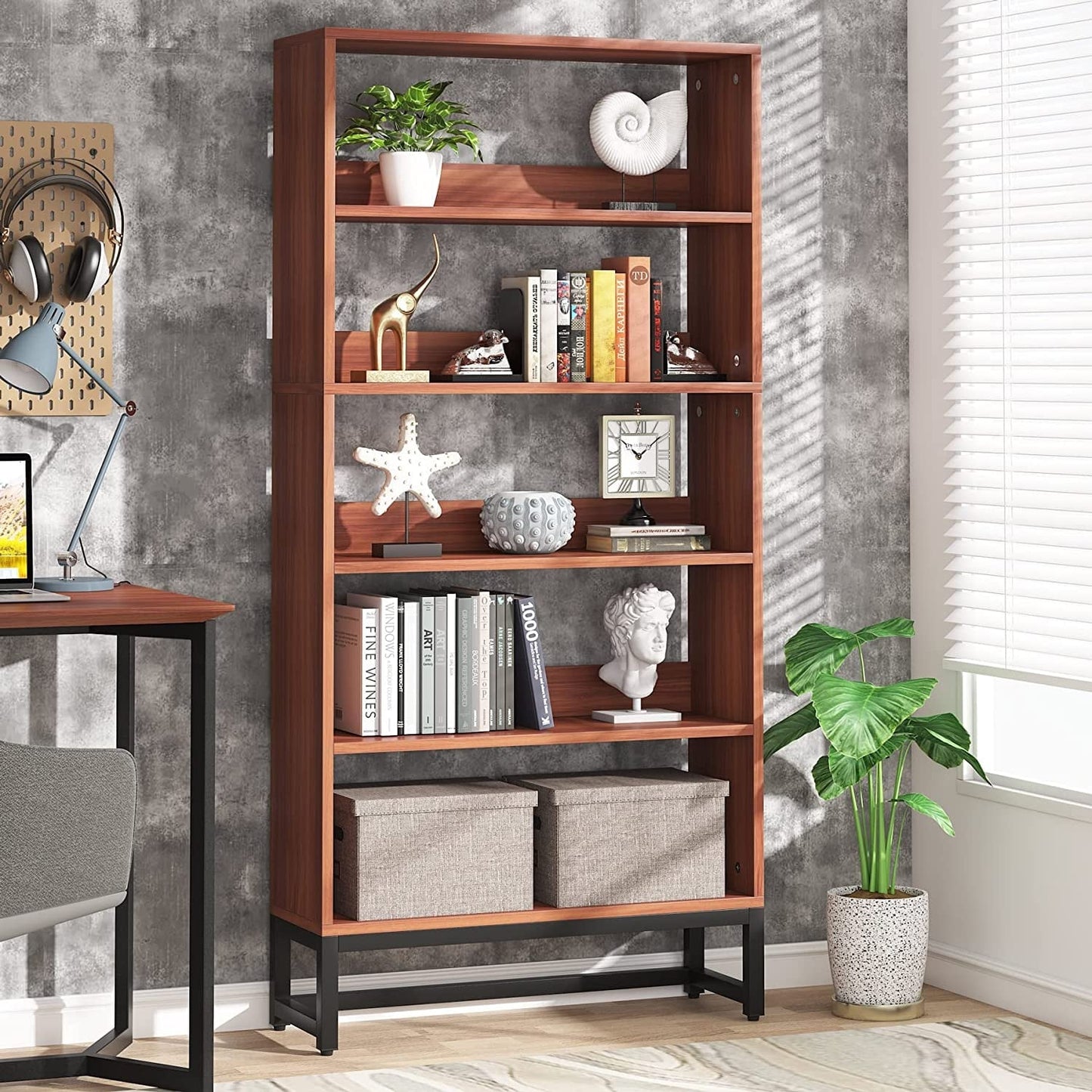 70.8 Inches Tall Bookcase and Bookshelf, 5-Tier Large Bookcases - 11.81D x 31.5W x 70.87H