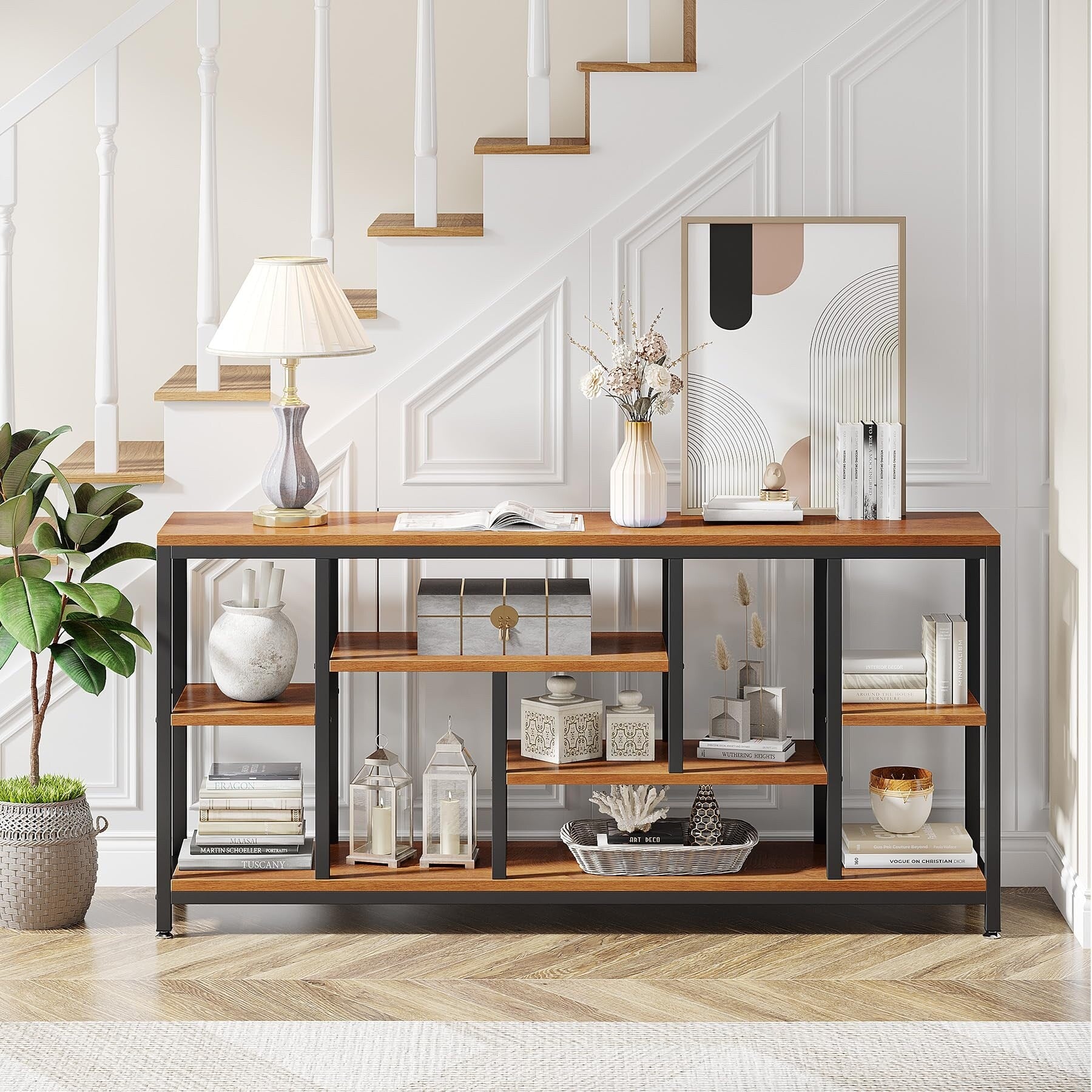 70.9 inch Console Sofa Table with Storage, 3-Tier Entryway Table for Hallway