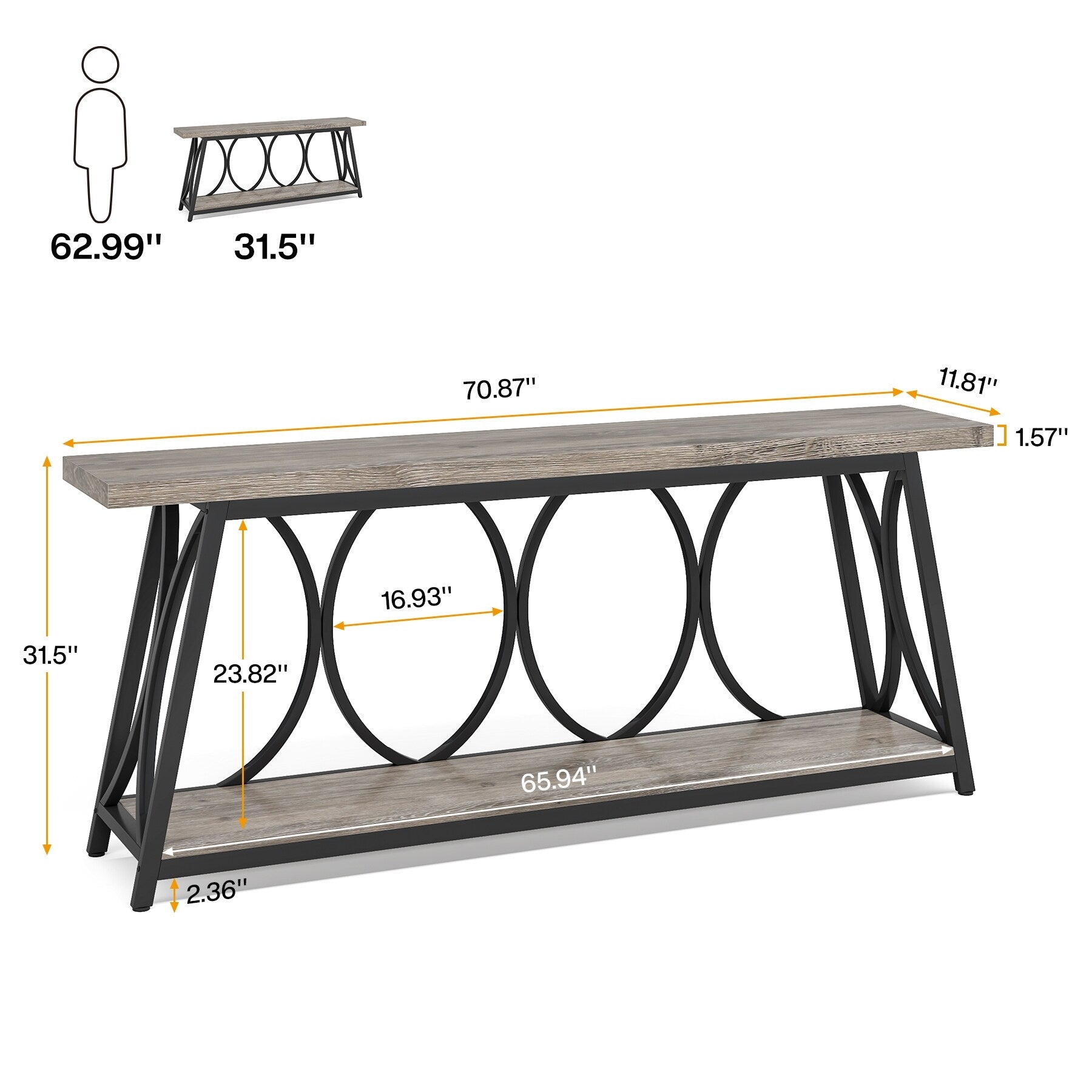 70.9 inch Extra Long Console Table Sofa Accent Table for Living Room