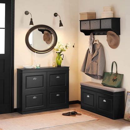 SoBuy FSR79-SCH, Meuble à chaussures à 4 tiroirs, noir