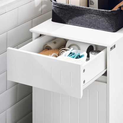 SoBuy BZR110-W, Armoire à linge, Coffre à linge, Armoire de rangement pour salle de bain