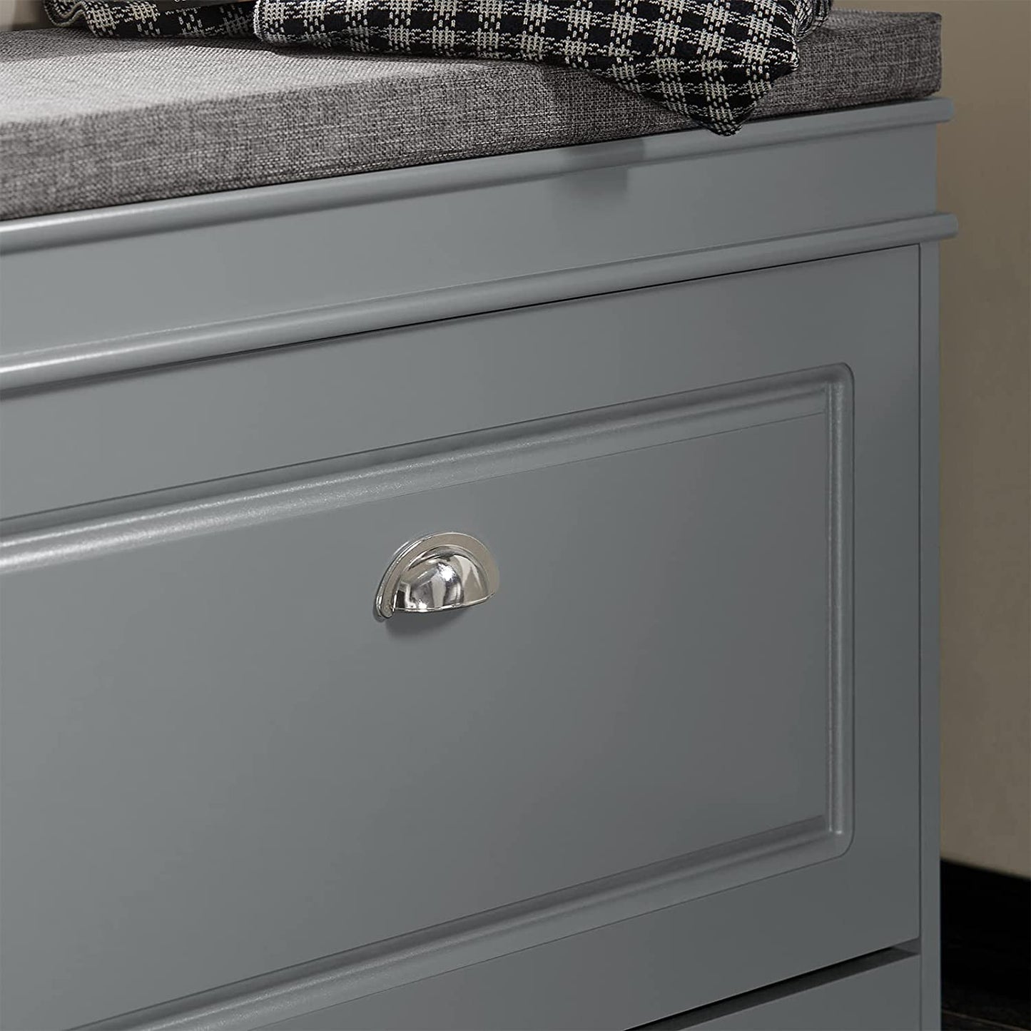 Meuble à chaussures SoBuy avec banc d'entrée, étagère à chaussures avec tiroir rabattable et coussin d'assise, gris FSR82-L-HG