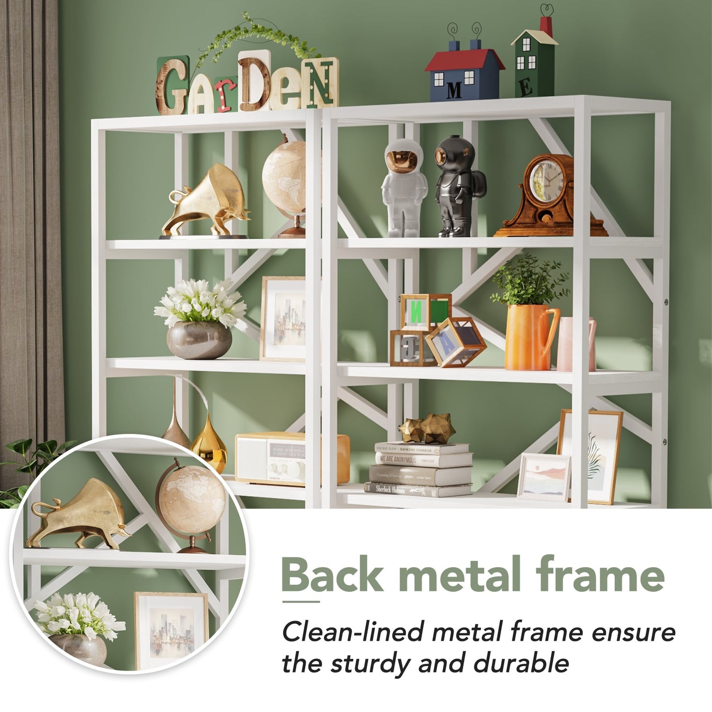 71 Industrial Bookshelf, 6 Tier Rustic Brown Wood Etagere Bookcase, Open Book Shelves