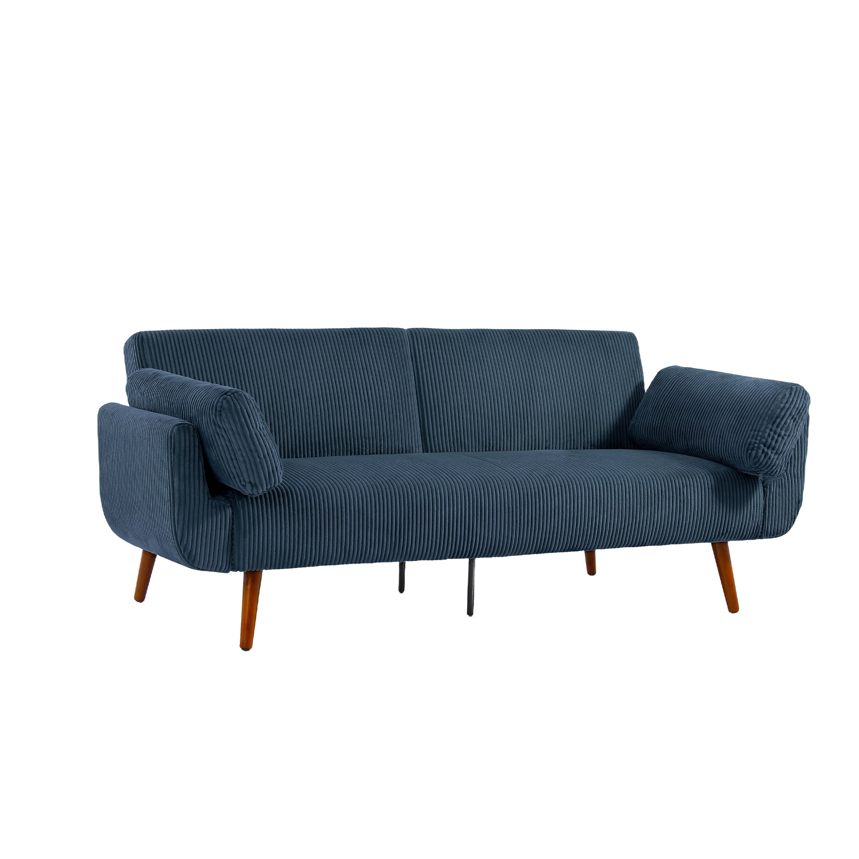 73 W Upholstered Corduroy Convertible Sleeper Sofa Bed with Pillows