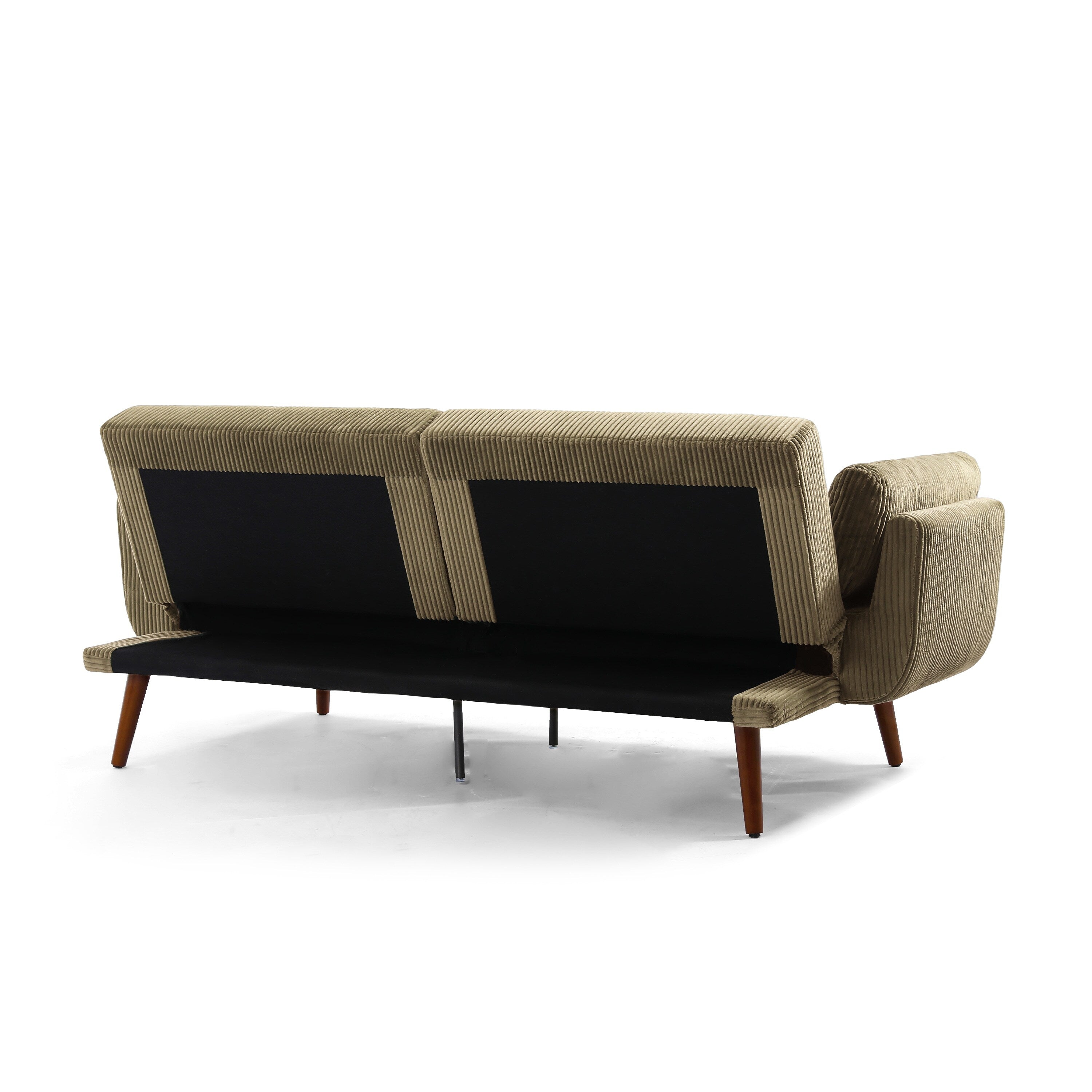 73 W Upholstered Corduroy Convertible Sleeper Sofa Bed with Pillows