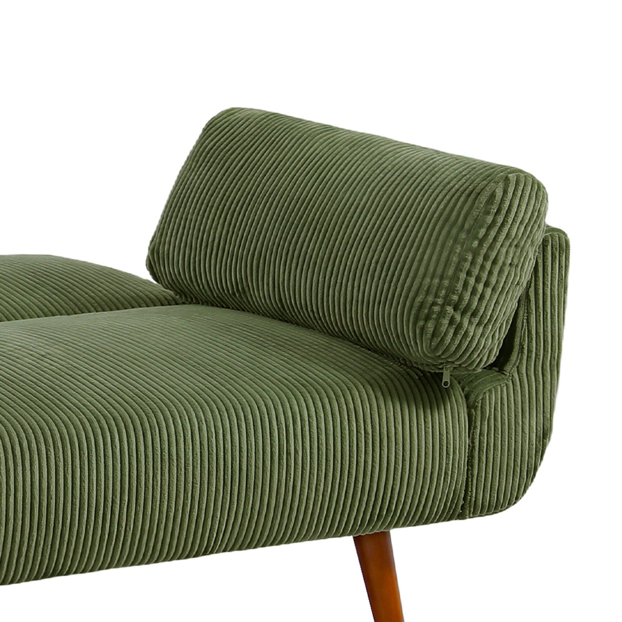 73 W Upholstered Corduroy Convertible Sleeper Sofa Bed with Pillows