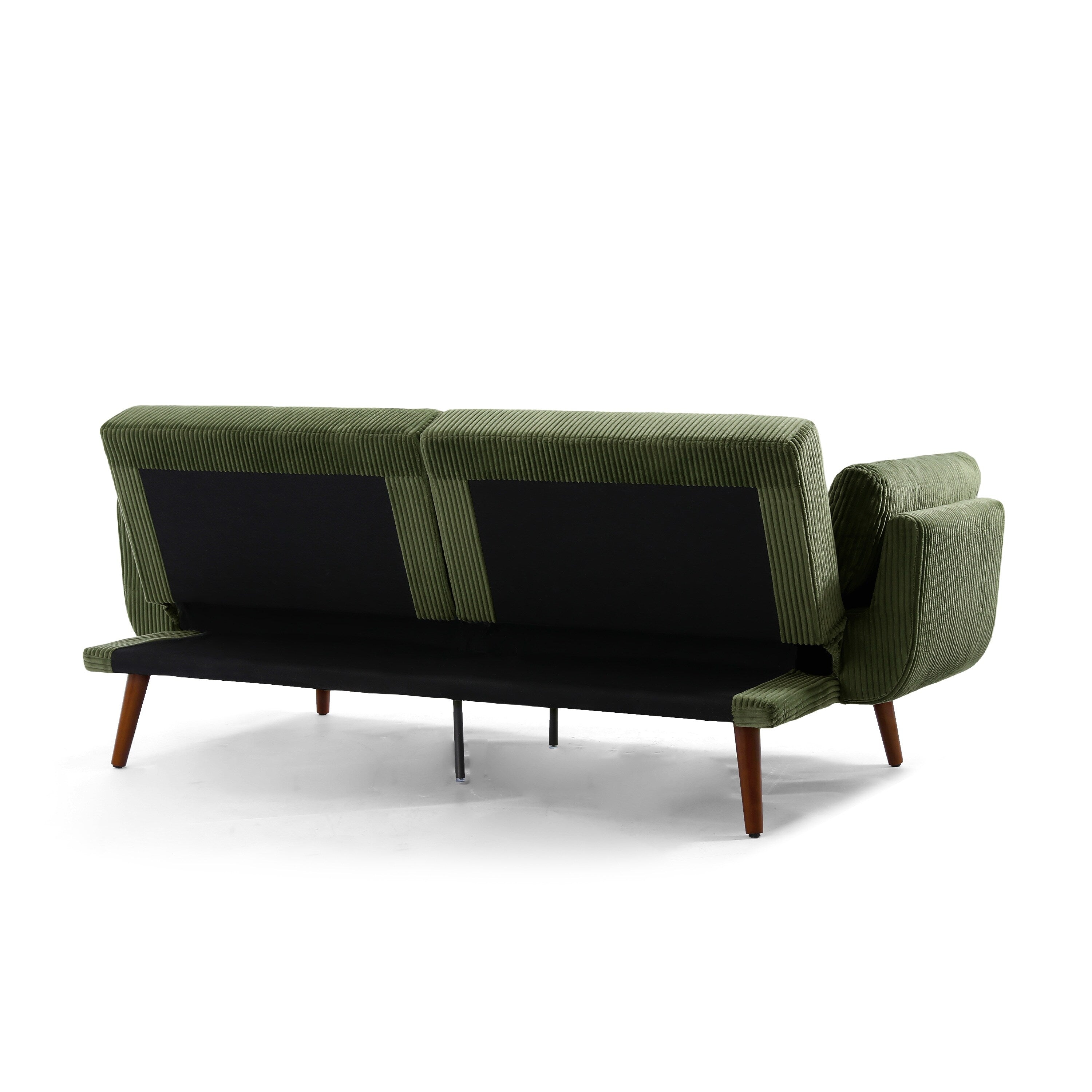 73 W Upholstered Corduroy Convertible Sleeper Sofa Bed with Pillows