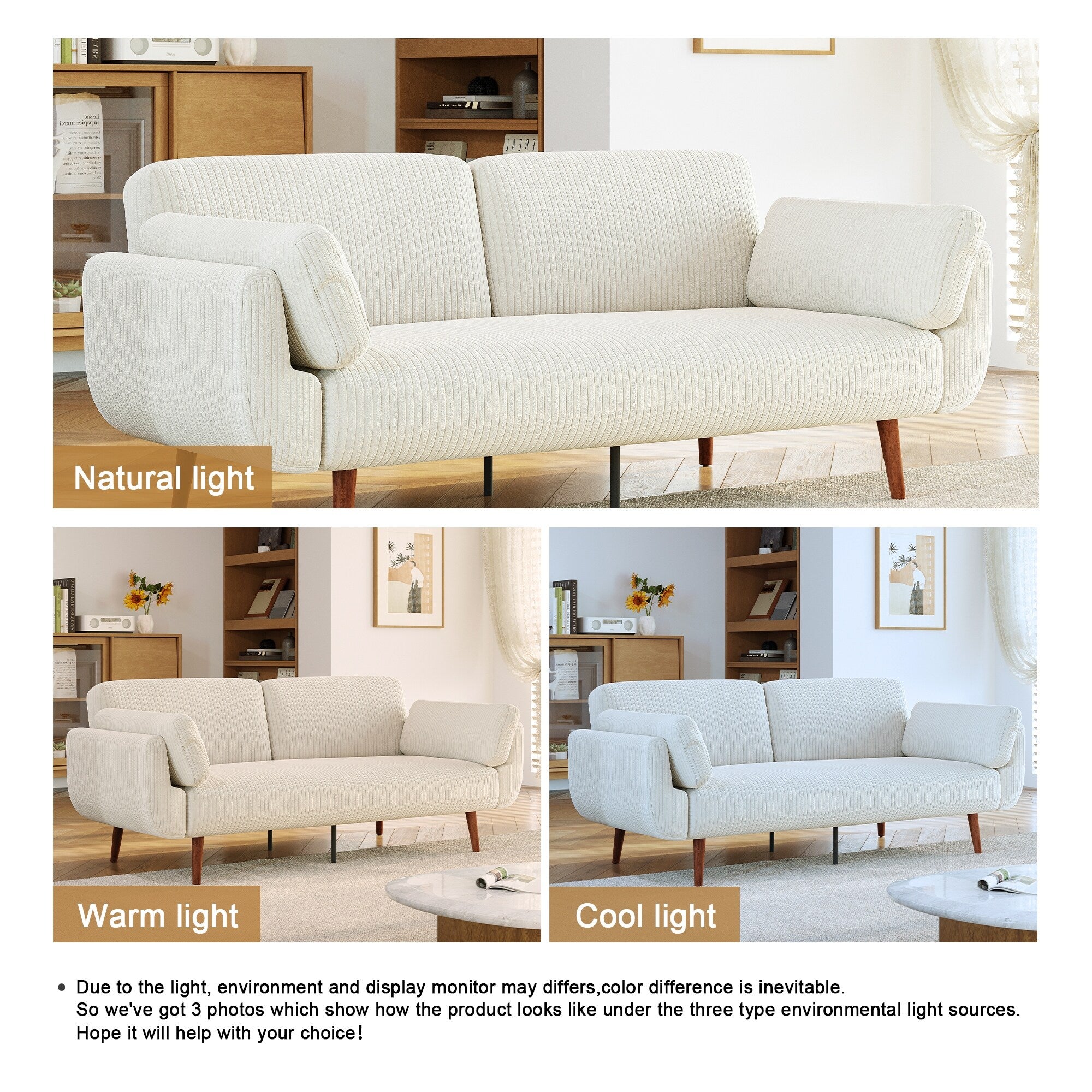 73 W Upholstered Corduroy Convertible Sleeper Sofa Bed with Pillows