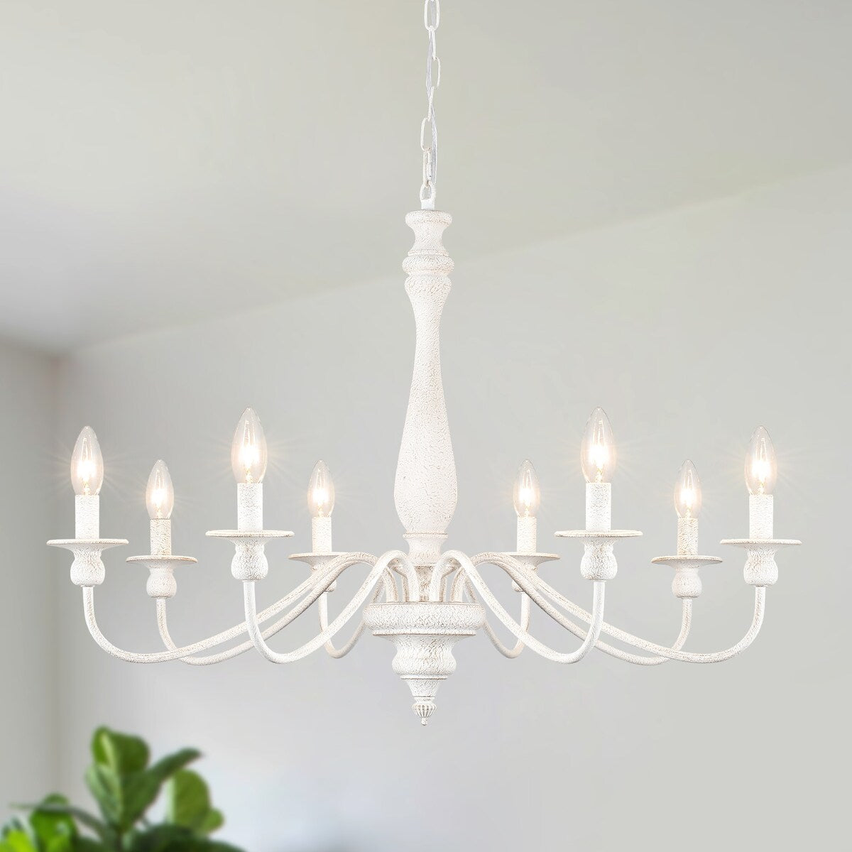 Modern Farmhouse Chandelier, 8-Light Candle Chandelier for Living Room Kitchen Island Dining Foyer - W31.1x H20.66