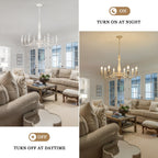 Modern Farmhouse Chandelier, 8-Light Candle Chandelier for Living Room Kitchen Island Dining Foyer - W31.1x H20.66