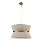 8-Light Modern Boho Large Drum Chandelier 24 inch Fabric Hourglass Hand-woven Chandelier in Gold/ Black for Dining/ Living Room