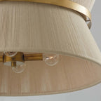 8-Light Modern Boho Large Drum Chandelier 24 inch Fabric Hourglass Hand-woven Chandelier in Gold/ Black for Dining/ Living Room