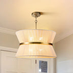 8-Light Modern Boho Large Drum Chandelier 24 inch Fabric Hourglass Hand-woven Chandelier in Gold/ Black for Dining/ Living Room