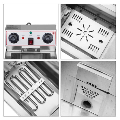 8.5QT Stainless Steel Faucet Single Tank Deep Fryer 1700W Max with Large Handle