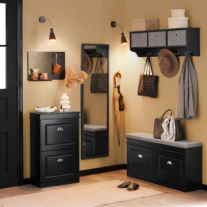 SoBuy FSR78-SCH, Meuble à chaussures à 2 tiroirs, étagère à chaussures, rangement pour chaussures, noir