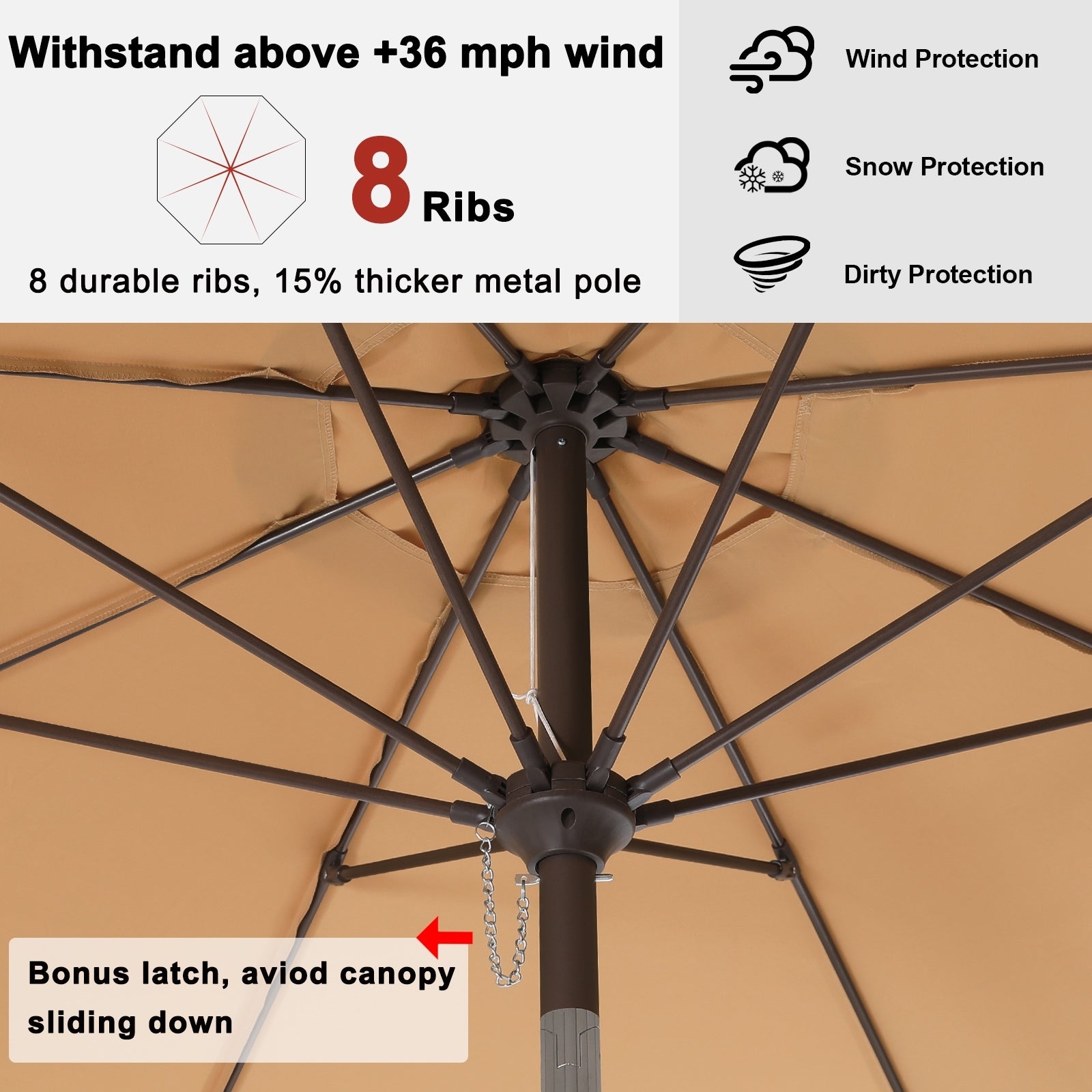 ABCCANOPY 9FT Outdoor Table Market Umbrella Tilt and Crank for Garden