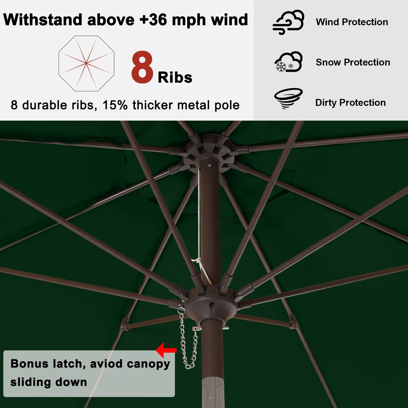 ABCCANOPY 9FT Outdoor Table Market Umbrella Tilt and Crank for Garden