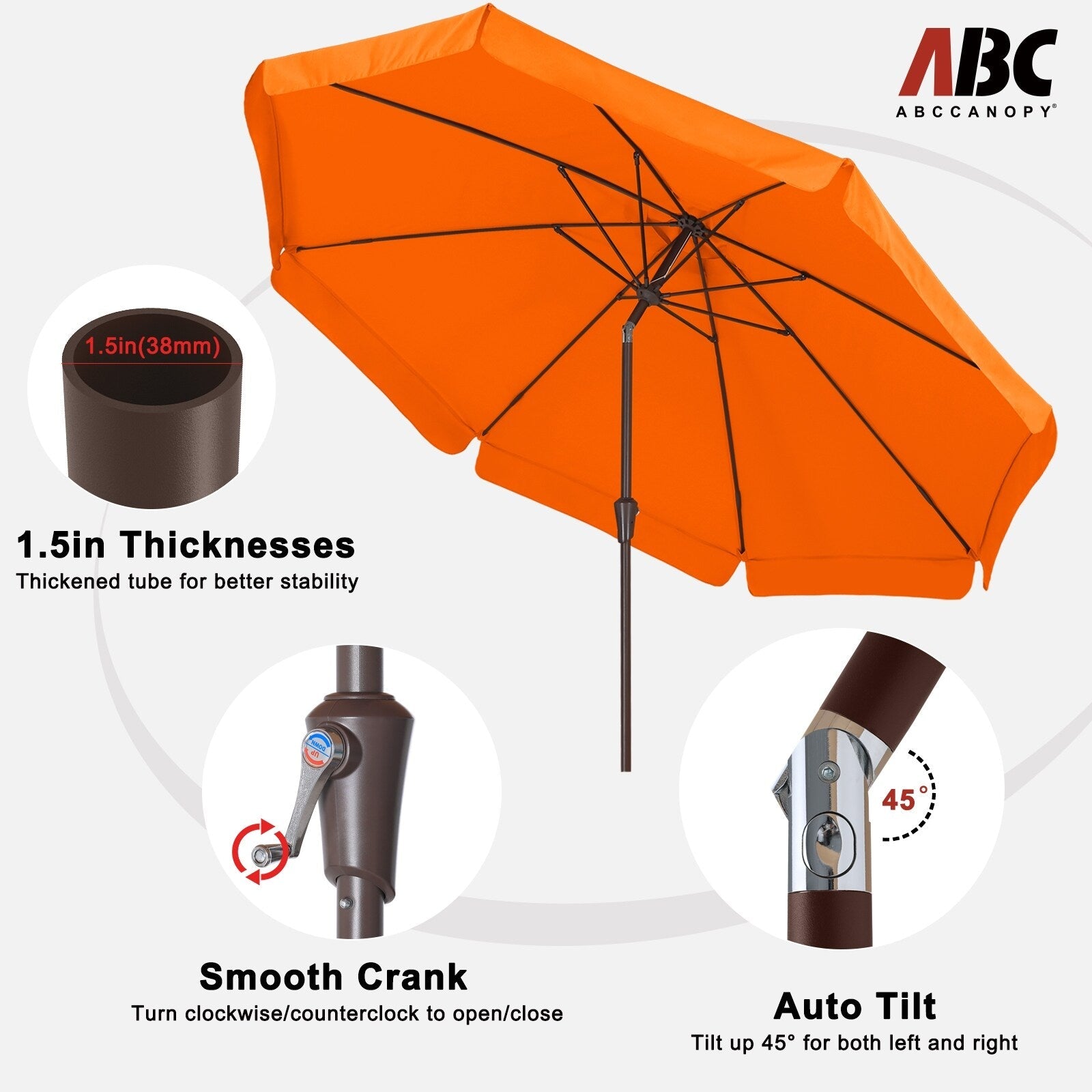 ABCCANOPY 9FT Outdoor Table Market Umbrella Tilt and Crank for Garden