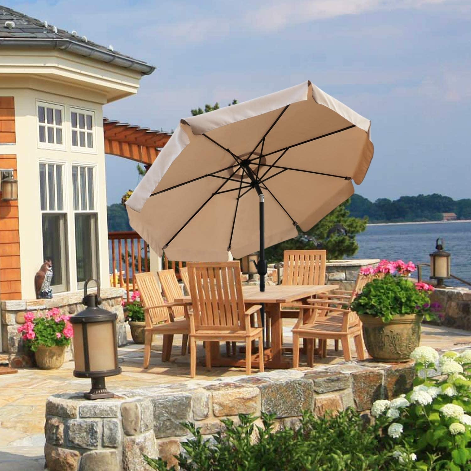 ABCCANOPY 9FT Outdoor Table Market Umbrella Tilt and Crank for Garden