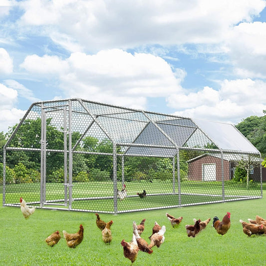 AECOJOY Large Metal Chicken Coop Run Walk-in Metal Chicken Cage