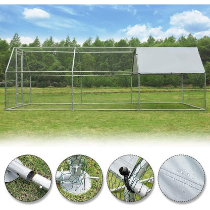 AECOJOY Large Metal Chicken Coop Run Walk-in Metal Chicken Cage