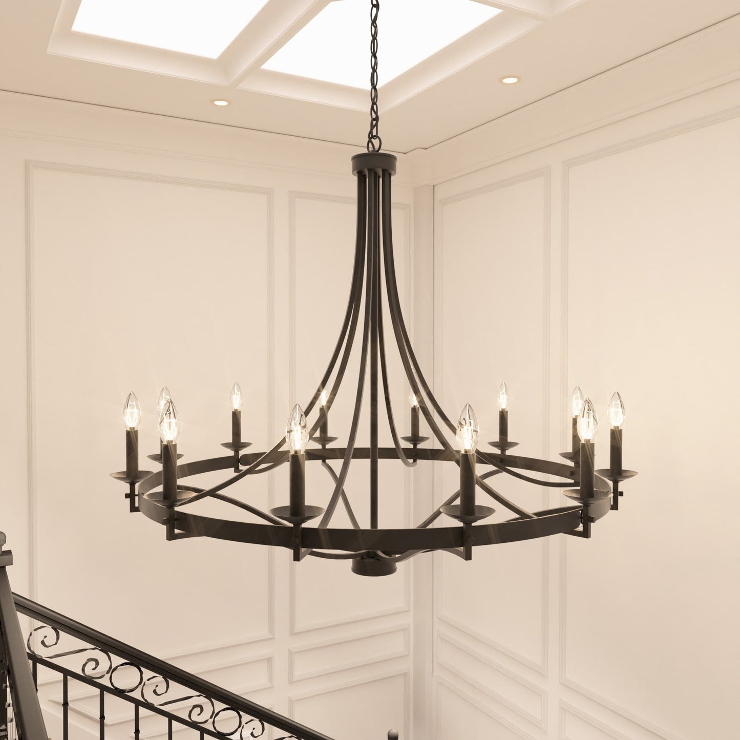 Fidenza 12-light Modern Farmhouse Empire Wagon Wheel Chandelier with UL - D40'' * H135''