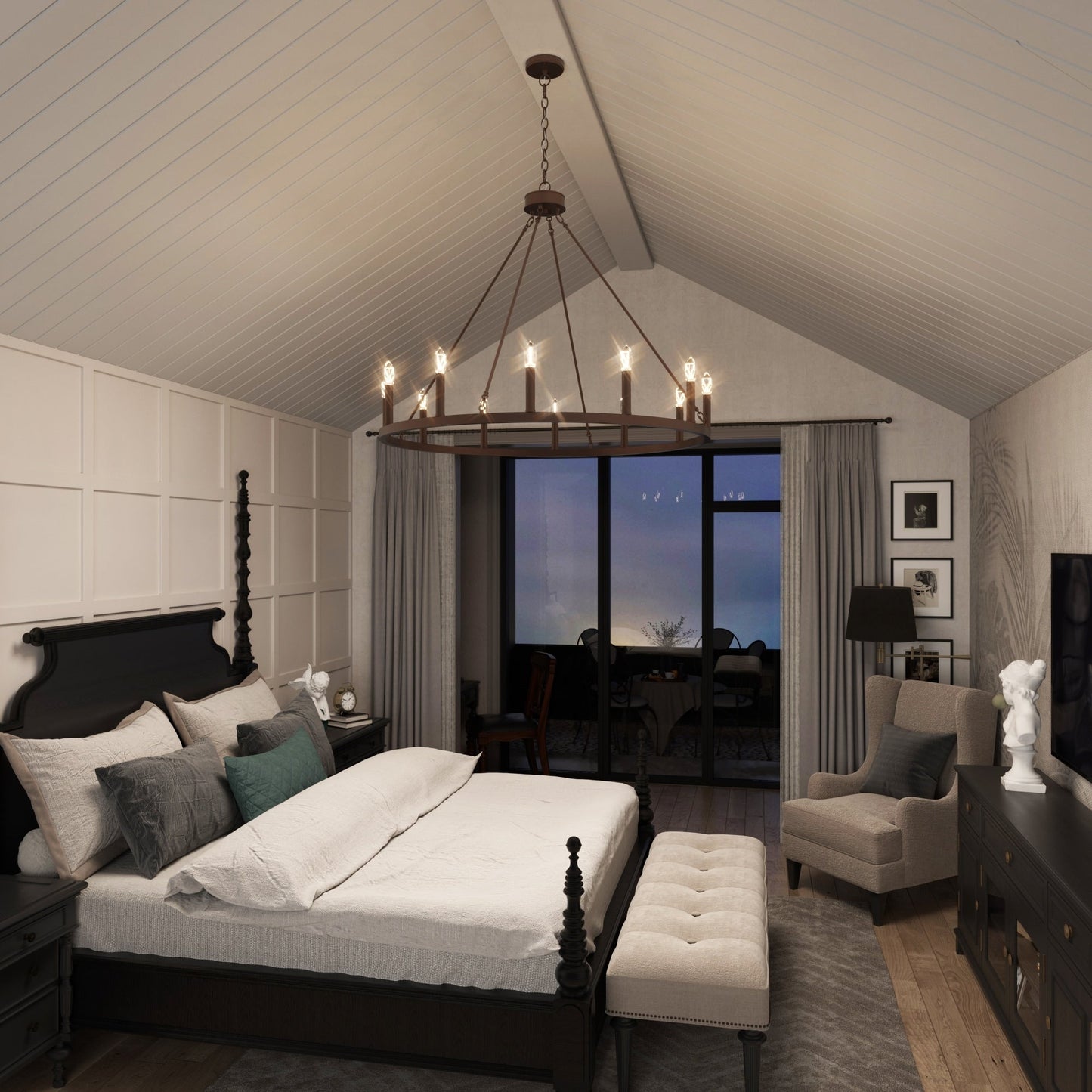 Acroma 12-light Farmhouse 40In Wagon Wheel Chandelier with UL - 40'' D x 138'' H