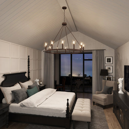 Acroma 12-light Farmhouse 40In Wagon Wheel Chandelier with UL - 40'' D x 138'' H