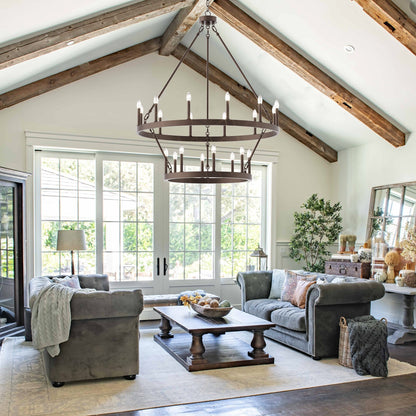 Acroma 20-light Modern Farmhouse 40In Round Wagon Wheel Chandelier with UL