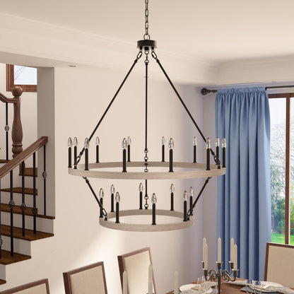 Acroma 20-light Modern Farmhouse 40In Round Wagon Wheel Chandelier with UL
