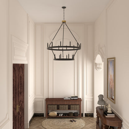 Acroma 20-light Modern Farmhouse 40In Round Wagon Wheel Chandelier with UL